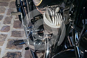 The detail of the old motorcycle