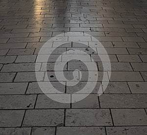 Detail of an old pavement in the city of Zadar in Croatia