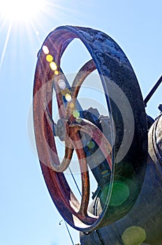 Detail of old rusty steam locomotives - Castro City - Chile