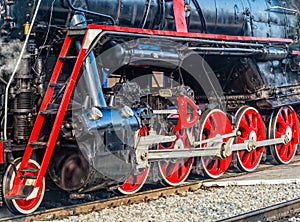 Detail of old steam locomotive.