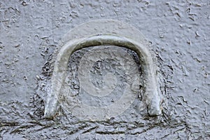 Detail of an old surface with exfoliated paint and rivets on military equipment. Military background