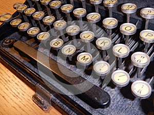 Detail of an old type writer keyboard