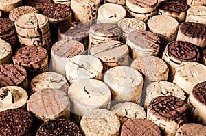 Detail of old wine corks in color vintage style