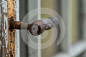 Detail of old wooden door. Selective focus