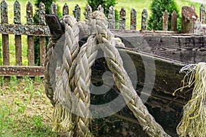 Detail of old wooden fishing boat