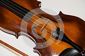 Detail of old wooden violin