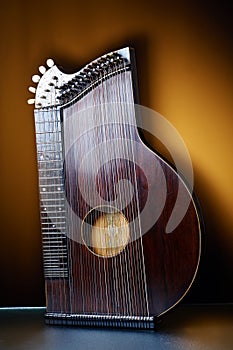 Detail of old zither instrument