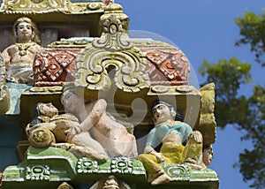 Detail of older Gopuram at Mahalingeswarar Temple, love making c