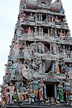 Detail of the oldest Sri Mariamman Hindu temple in Chinatown Singapore