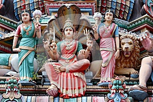 Detail of the oldest Sri Mariamman Hindu temple in Chinatown Singapore