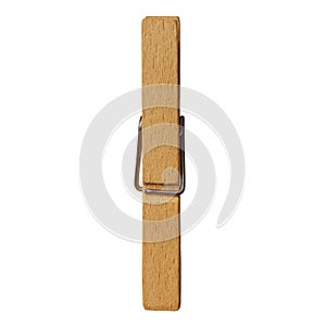 Detail of One Wooden Clothespin or Clothes Peg