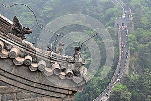 The detail of the ornamented ridge on the watchtower