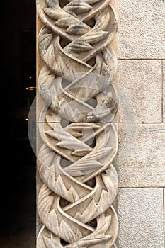 Detail from the ornaments on an Italian building built during the fascist era