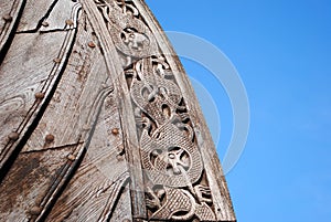 Detail of Oseberg viking ship replica