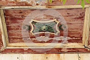Detail of Ottoman symbols on ceiling of mosque on Greek Island of Kos