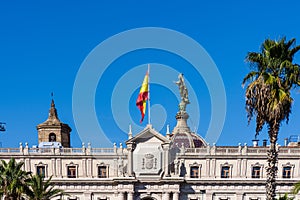 Detail of Our Lady of Mercy on the dome of Basilica della Merce. Barcelona