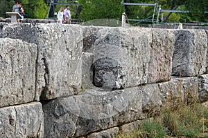 Detail of the outer walls of the archaeological site of Epidaurus photo