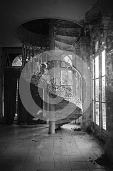 Spiral staircase in the palace of Lourizan in Pontevedra (Spain) photo