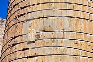 Detail of the outside of a grinding mill at an abandoned mine in