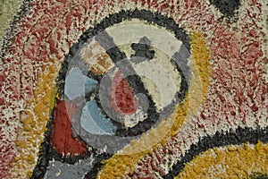 Detail of a painted mural photo