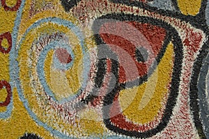 Detail of a painted mural photo