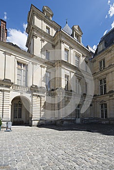 Detail of the Palace of Fontainebleau courtyard, France