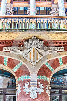 Detail of Palau de la Musica Catalana, Barcelona, Catalonia, Spa photo