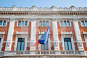 Detail of the Palazzo Montecitorio, Rome, Italy.