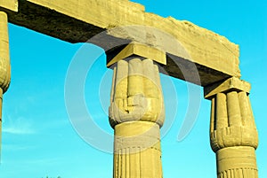 Detail of the papyriform capitals in the peristyle of Ramses II