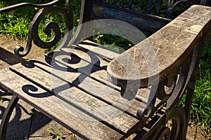 Detail of part of the armrest of an iron chair.