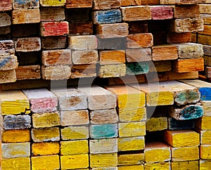 Detail Pattern of Wooden Beams on Construction Site