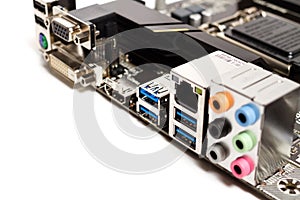 Detail of a PC computer motherboard