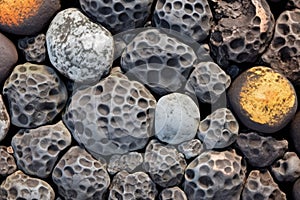 detail of pebble-like lava stones called aa lava photo