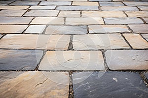 detail of a perfectly levelled stone patio