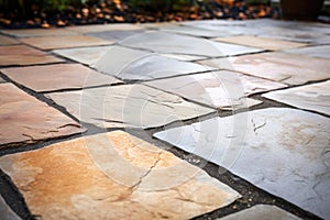 detail of a perfectly levelled stone patio