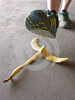 Detail of Person Stepping on Banana Peel