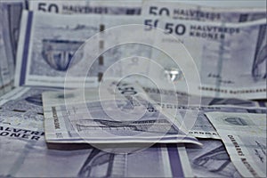 Detail photo of 50 danish kroner.