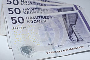 Detail photo of 50 danish kroner.