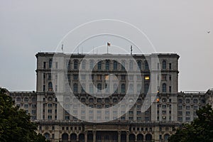 Detail photo of the famous Palace of the Parliament Palatul Parlamentului in Bucharest, capital of Romania