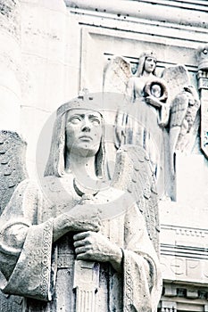Detail of statues in mausoleum of The Andrassy family, colorless