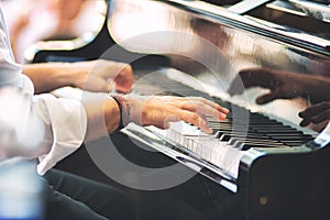 Detail of pianist's hands
