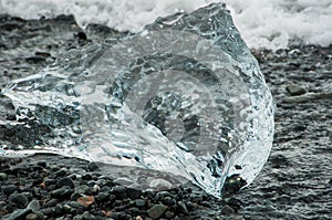 Detail of pieces of icebergs on Jokulsarlon lake, Iceland