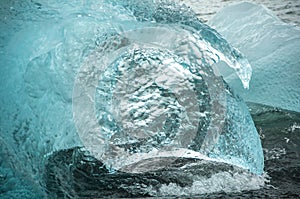 Detail of pieces of icebergs on Jokulsarlon lake, Iceland