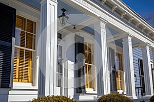 detail of pilasters on a greek revival style house