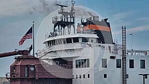 Detail of pilot house Paul r tregurgha navigates the soo locks