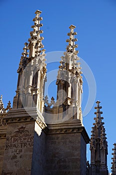 Detail of pinnacles at Granada Cathedral, Spain