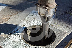 Detail Of The Pipe Of A Machine For Cleaning The Manholes In The