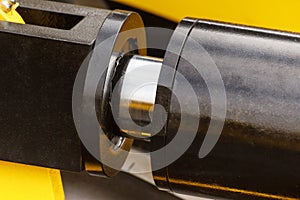 Detail of pneumatic or hydraulic machinery made of steel, technology and engineering concept