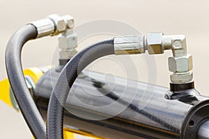 Detail of pneumatic or hydraulic machinery, part of piston or actuator photo