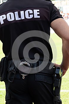 detail of a police officer. Close up